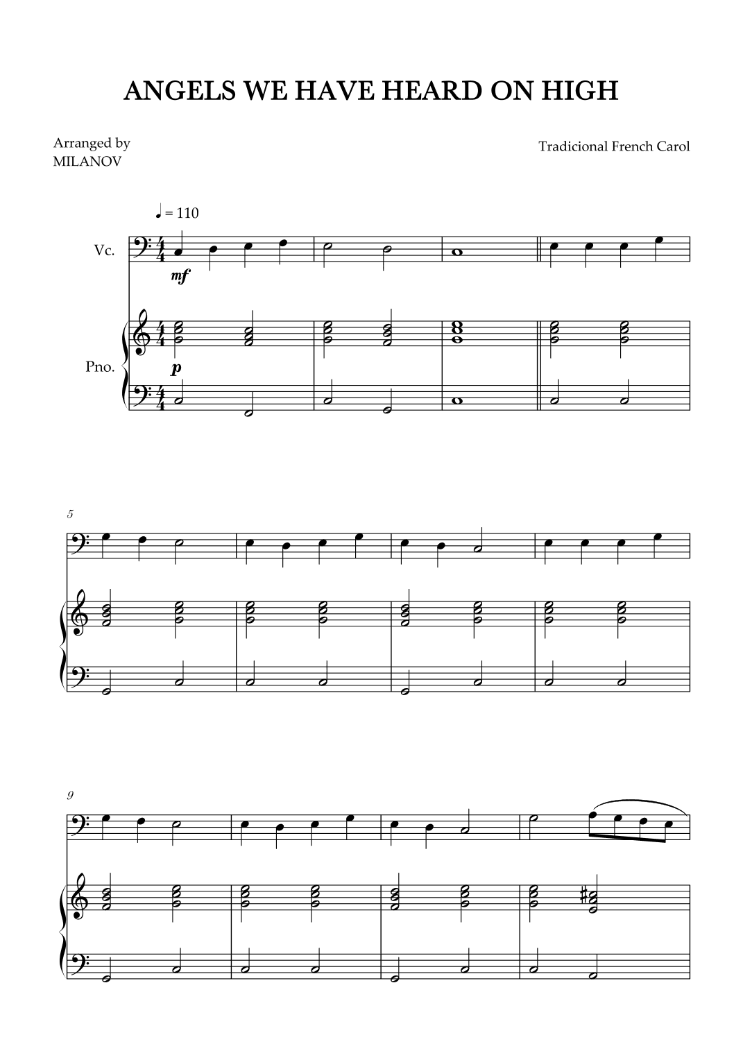 Angels We Have Heard on High | Christmas song | cello | easy beginner (arr. Milanov)