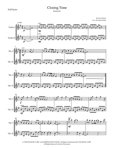 Closing Time (arr. Fernando Britto)
