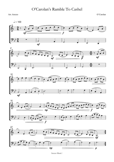 o’carolan’s ramble to cashel sheet music for trumpet and bassoon b flat (arr. Arezzo Music)