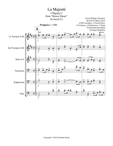La Majeste (from "Heroic Music") (C) (Brass Choir - 2 Trp, 1 Hrn, 1 Trb, 1 Euph, 1 Tuba) (arr. Regis Bookshar)