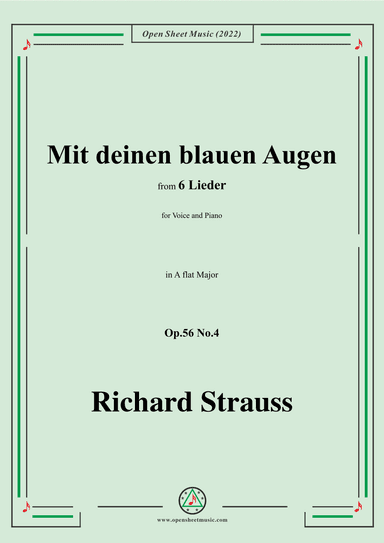 Richard Strauss-Mit deinen blauen Augen,in A flat Major (arr. OSM Press)