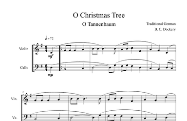 O Christmas Tree (O Tannenbaum) for Violin and Cello Duet (arr. B. C. Dockery)