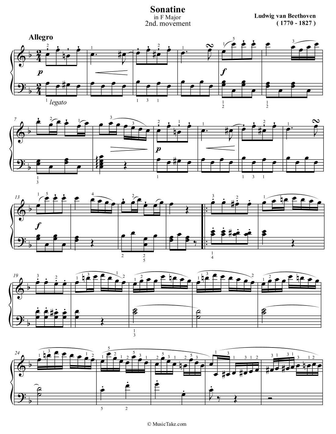 Beethoven Sonatina in F Major 2nd movement (arr. Ben Choupak)