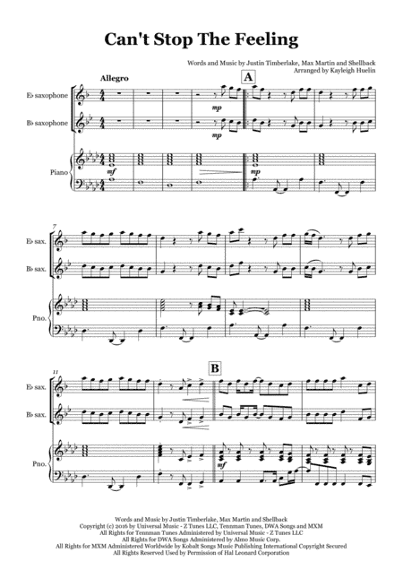 Can't Stop The Feeling  from TROLLS (arr. Kayleigh Huelin)