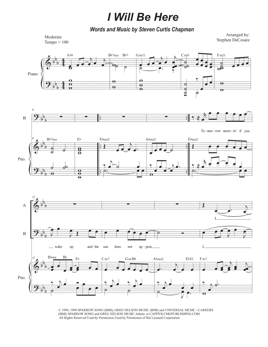I Will Be Here (arr. Stephen DeCesare)