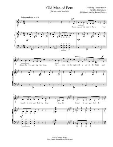 Old Man of Peru - for tenor or soprano voice and marimba