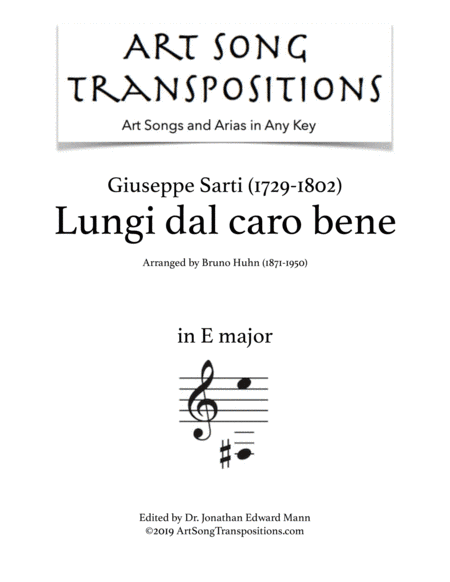 SARTI: Lungi dal caro bene (transposed to E major) (arr. ArtSongTranspositions.com)