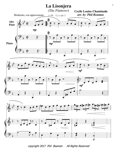 La Lisonjera - alto flute-piano (arr. Phil Beaman)