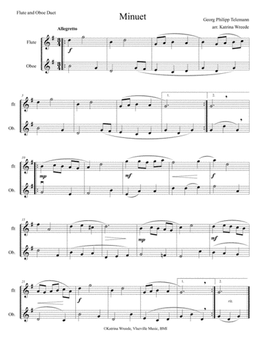 Minuet for Flute and Oboe by Telemann (arr. Katrina Wreede)
