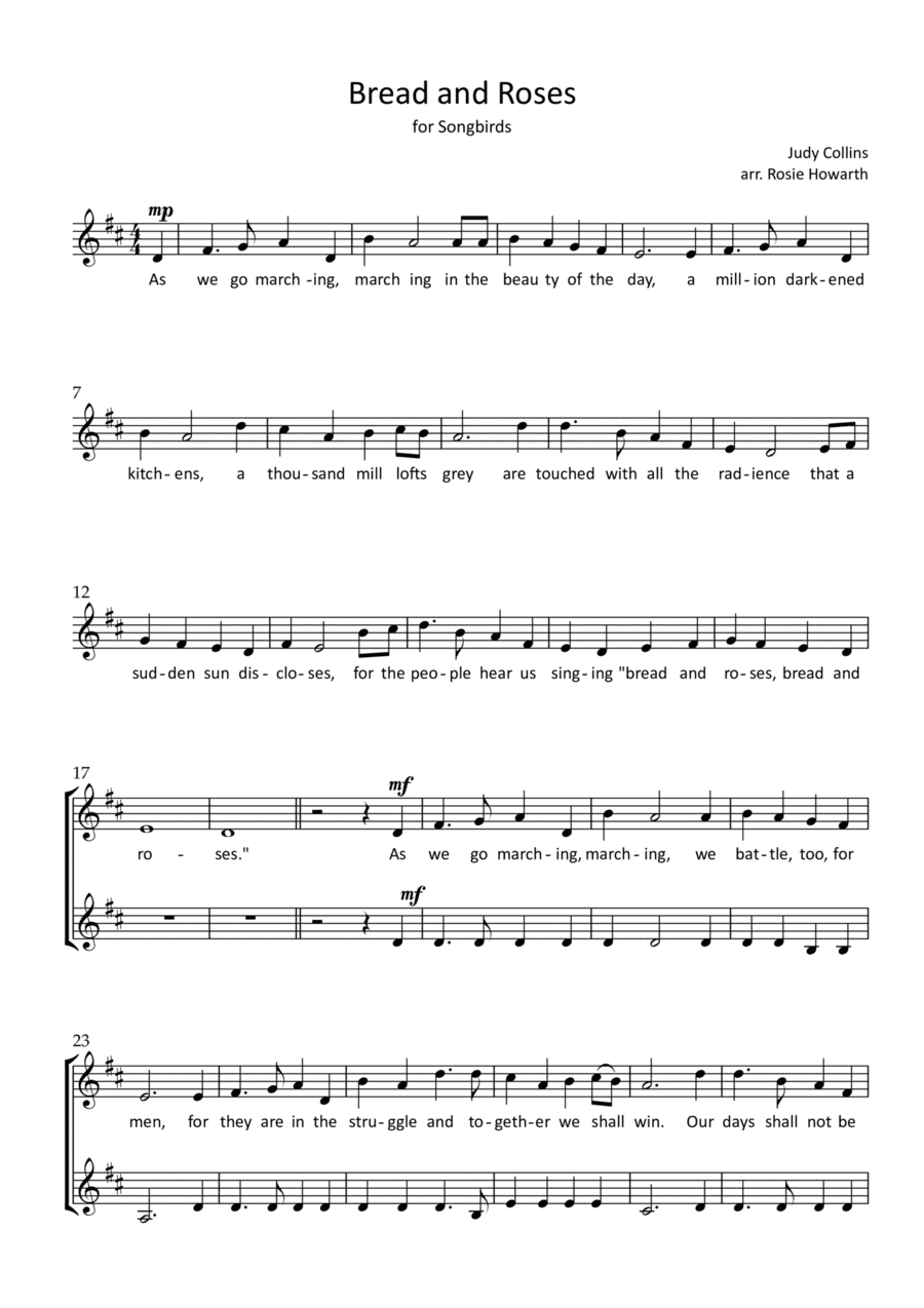 Bread And Roses (arr. Rosie Howarth)