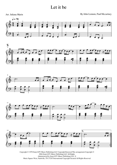 Let It Be (arr. JULIANA MARIN)
