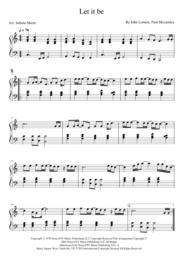 Let It Be (arr. JULIANA MARIN)