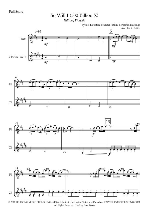 So Will I (100 Billion X) (arr. Fabio Britto)