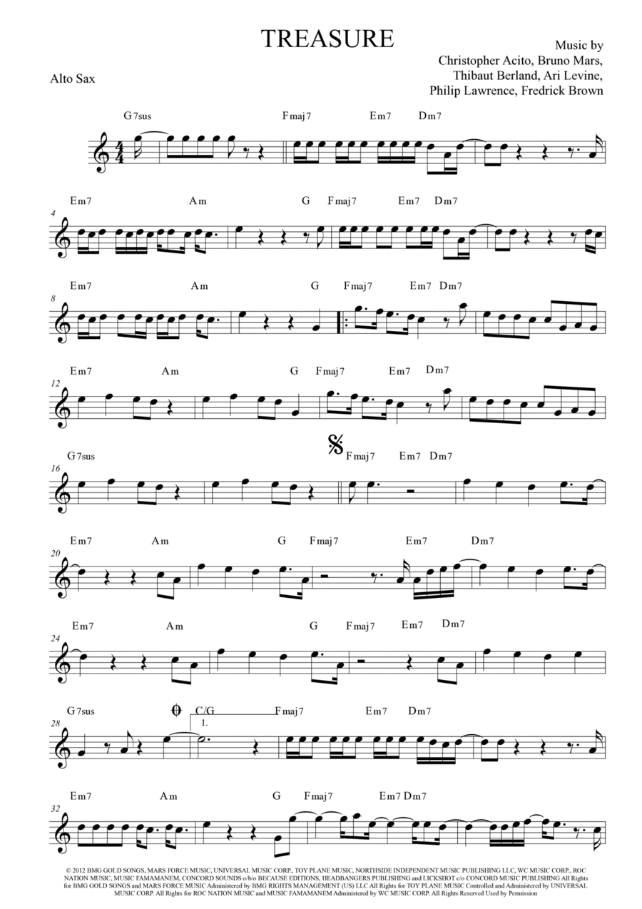 Treasure (arr. The Sheet Music Library)