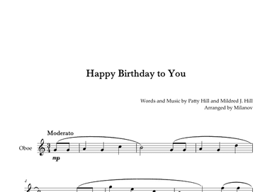 Happy Birthday to You | Oboe |  C Major (arr. Milanov)