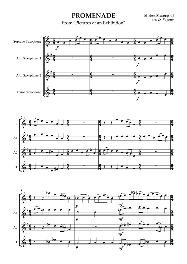 Promenade from "Pictures at an Exhibition" (arr. Diana Pagotto)