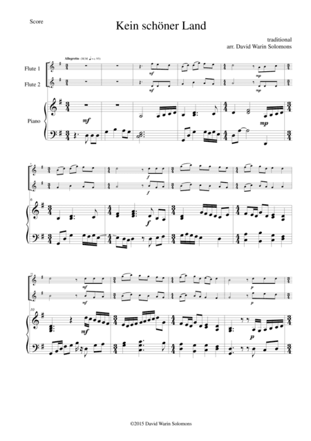 Kein schöner Land for 2 flutes and piano (arr. David Warin Solomons)