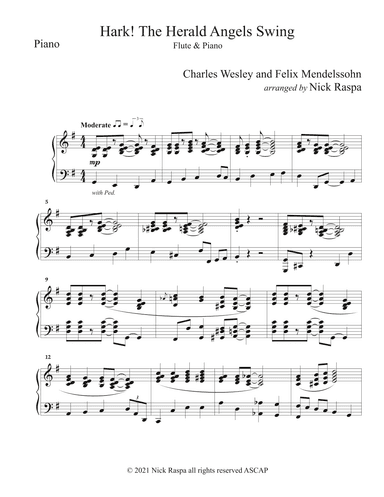 Hark! The Herald Angels Swing (Flute & Piano) piano part (arr. Nick Raspa)