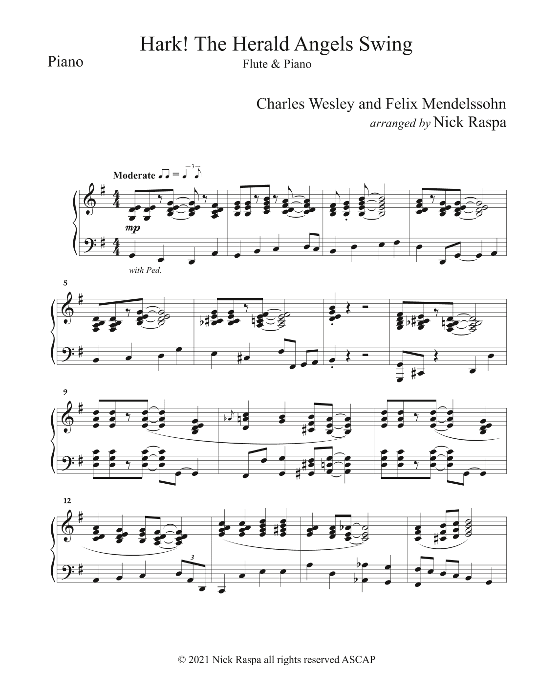 Hark! The Herald Angels Swing (Flute & Piano) piano part (arr. Nick Raspa)