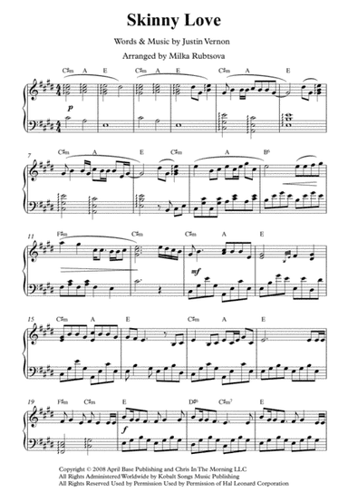 Skinny Love (arr. Milka Rubtsova)