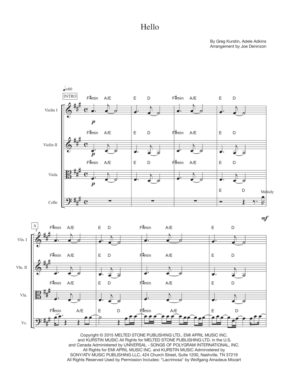 Hello (arr. Joe Deninzon)