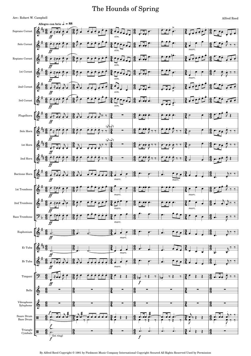 The Hounds Of Spring (arr. Warren Campbell)