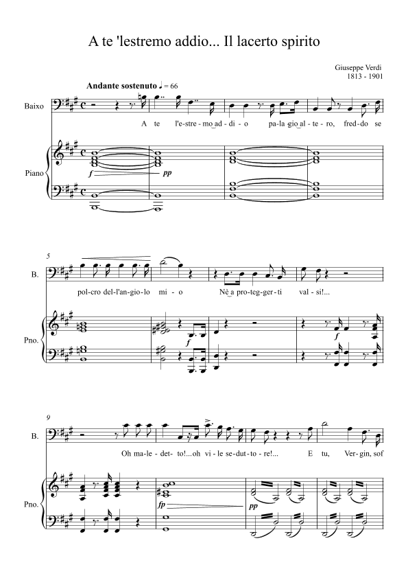 A te 'lestremo addio... Il lacerto spirito (arr. Giuseppe Verdi)