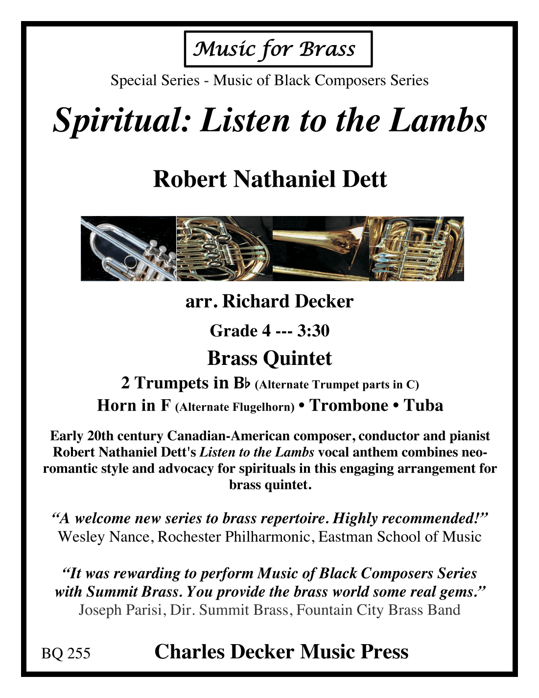 Spiritual: Listen to the Lambs for Brass Quintet (arr. Richard Decker)