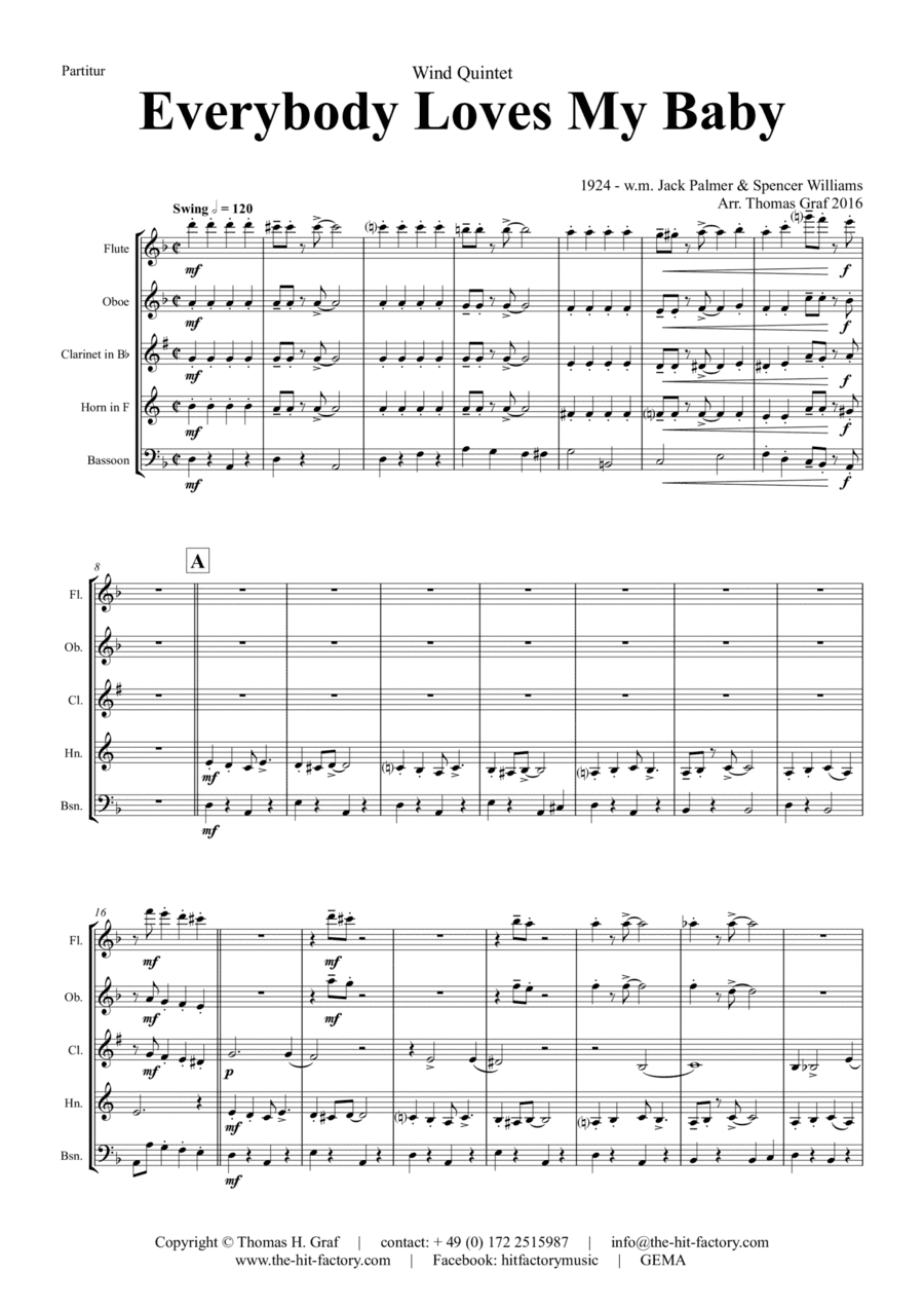Everybody Loves My Baby - Jazz Classic - Wind Quintet (arr. Thomas Graf)