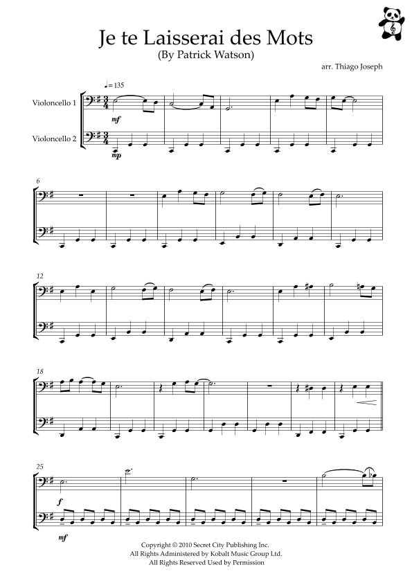 Je Te Laisserai Des Mots (arr. Thiago Joseph)