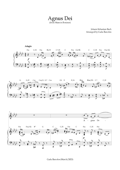 Agnus Dei - Mass B Minor BACH - F minor Chords (arr. Cadu Barcelos)