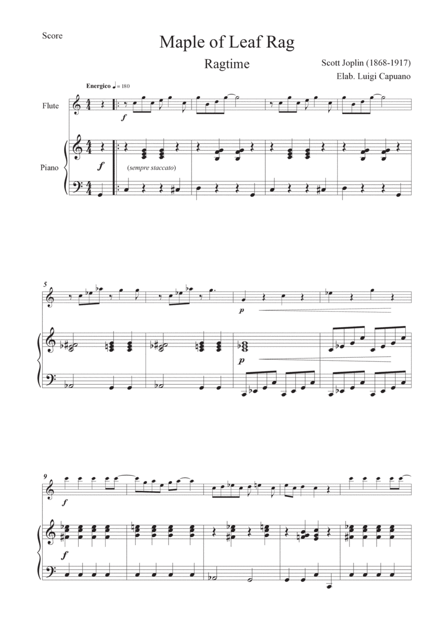 Joplin: Maple of leaf rag (flute and piano) - Easy (arr. Luigi Capuano)