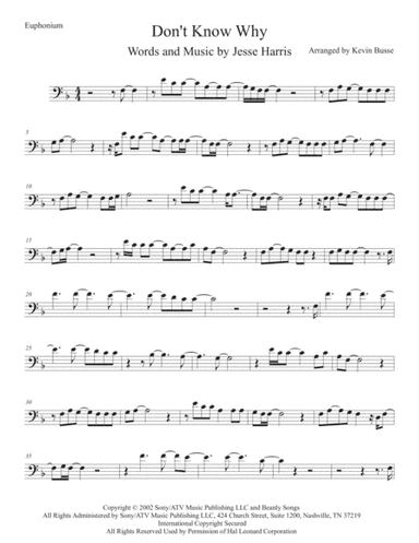 Don't Know Why (arr. Kevin Busse)