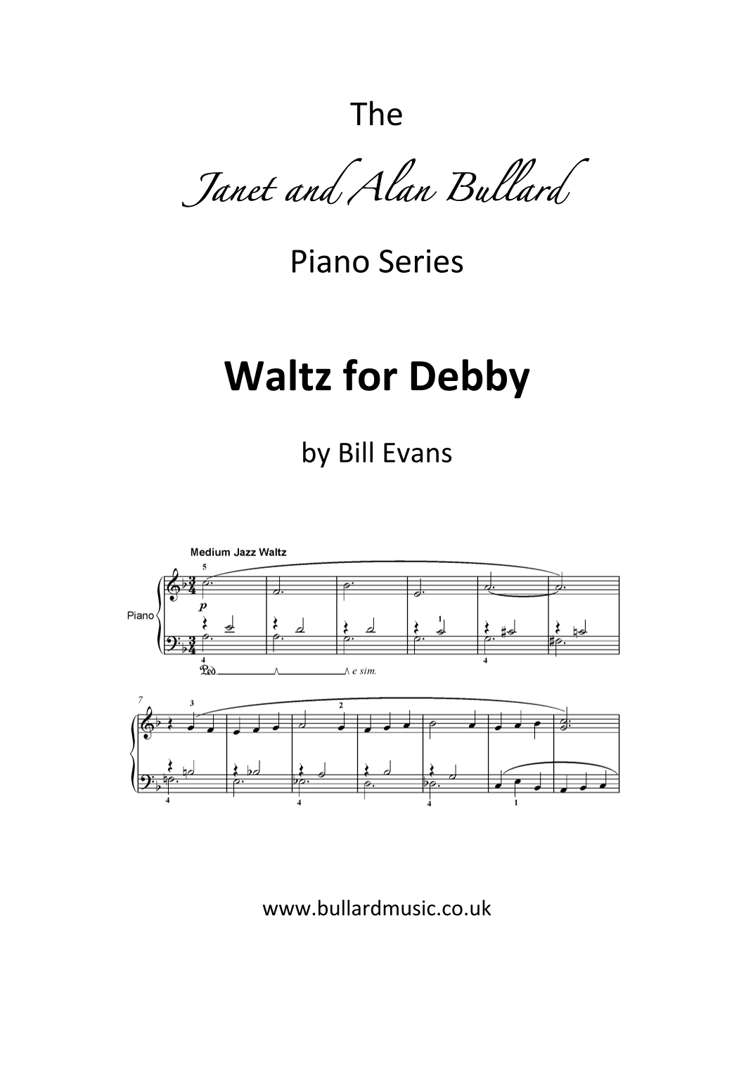 Waltz For Debby (arr. Janet and Alan Bullard (The Janet and Alan Bullard Piano Series))