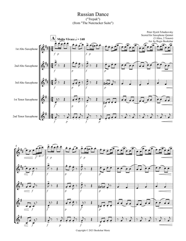 Russian Dance ("Trepak") (from "The Nutcracker Suite") (F) (Saxophone Quintet - 3 Alto, 2 Tenor) (arr. Regis Bookshar)
