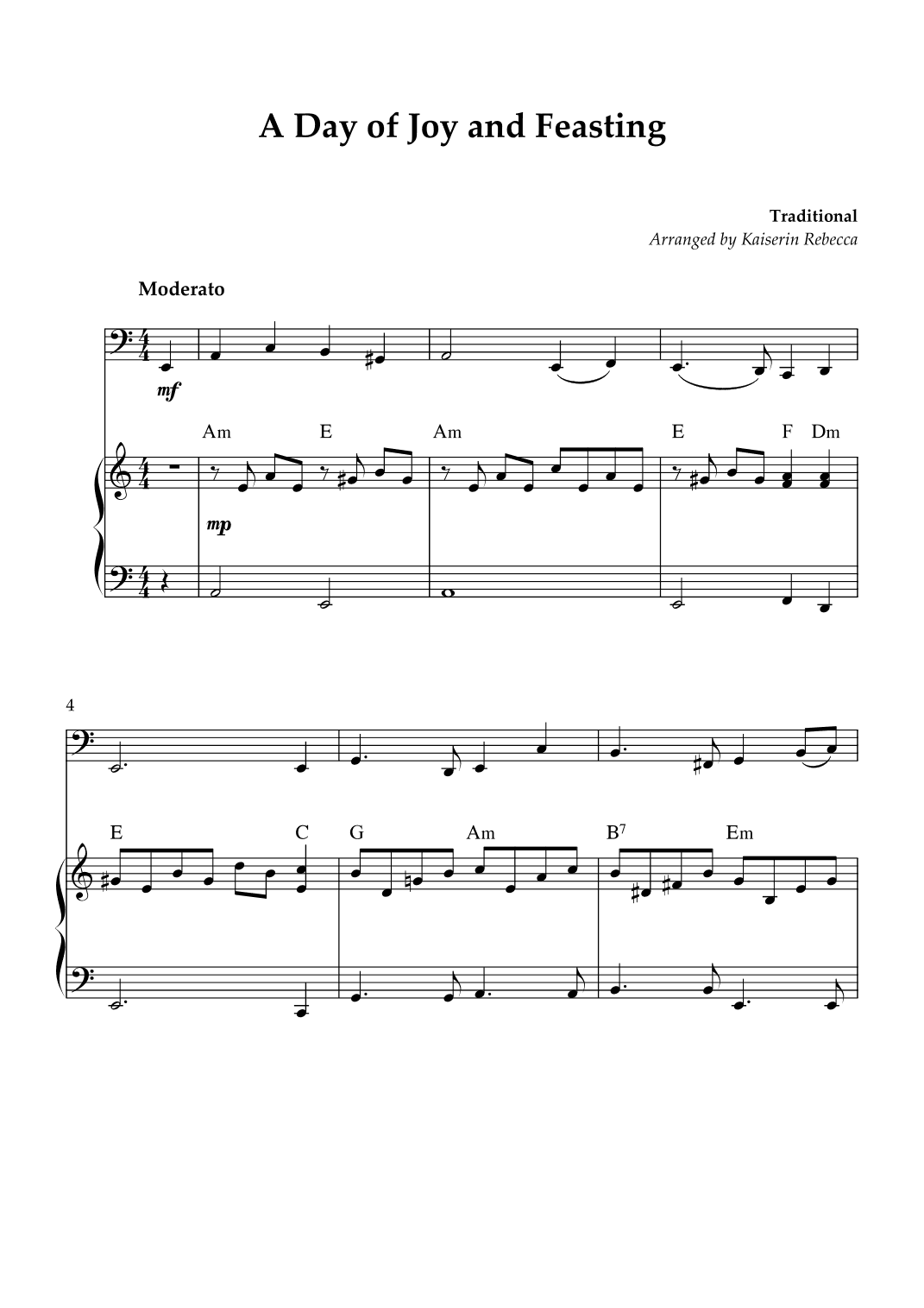 A Day of Joy and Feasting (arr. Kaiserin Rebecca)