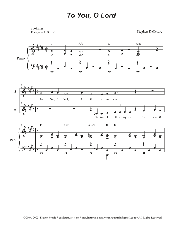 To You, O Lord (Duet for Soprano and Alto solo)