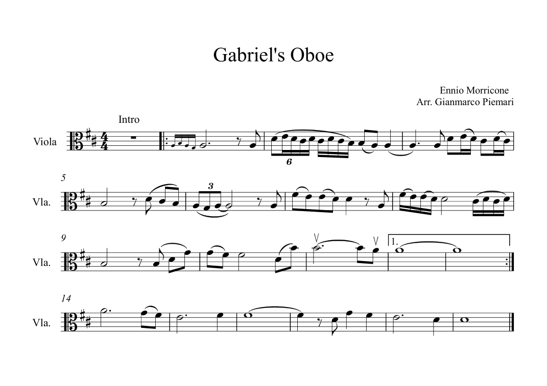Gabriel's Oboe (arr. Gianmarco Piemari)