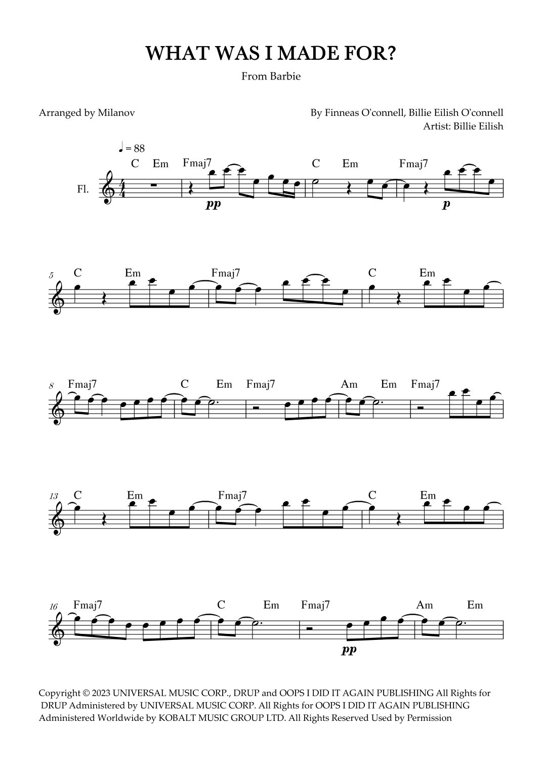 What Was I Made For? (arr. Milanov)