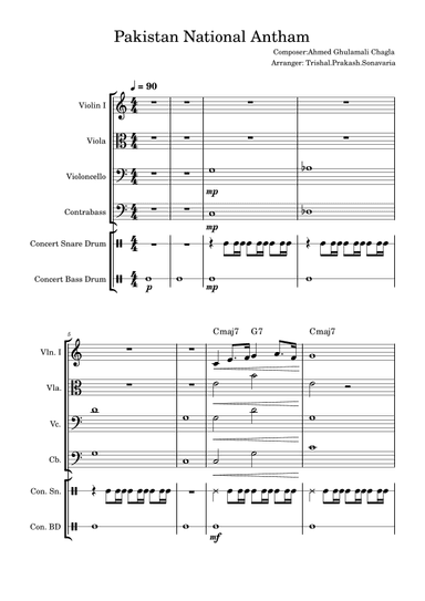 Pakistan National Anthem (arr. Trishal.prakash.Sonavaria.)