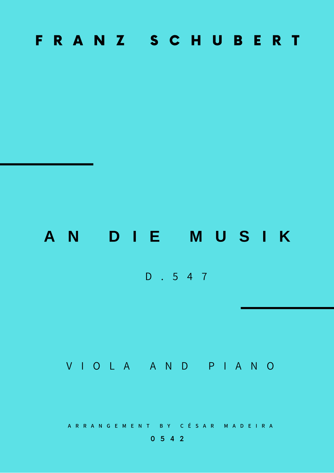 An Die Musik - Viola and Piano (Full Score and Parts) (arr. César Madeira)