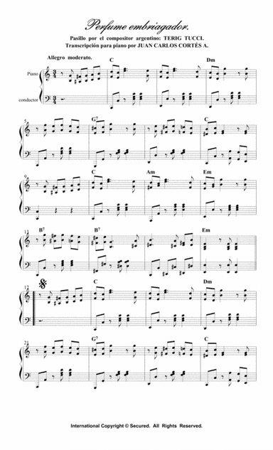 Perfume embriagador. Pasillo instrumental por Terig Tucci (arr. Juan Carlos Cortés A.)