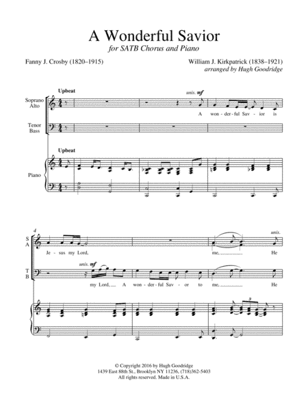 A wonderful Savior (arr. Hugh Goodridge)