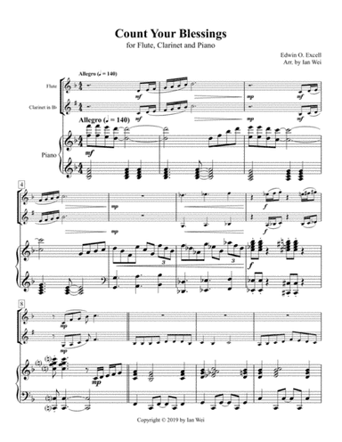 Count Your Blessings for Flute, Clarinet and Piano (arr. Ian Wei)