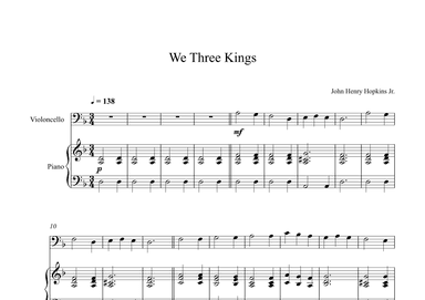 We Three Kings - John Henry Hopkins Jr. (Cello + Piano) (arr. Digital Book Music)