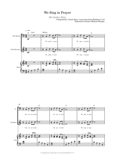 We Sing in Prayer - Strings Duet/Trio and Piano