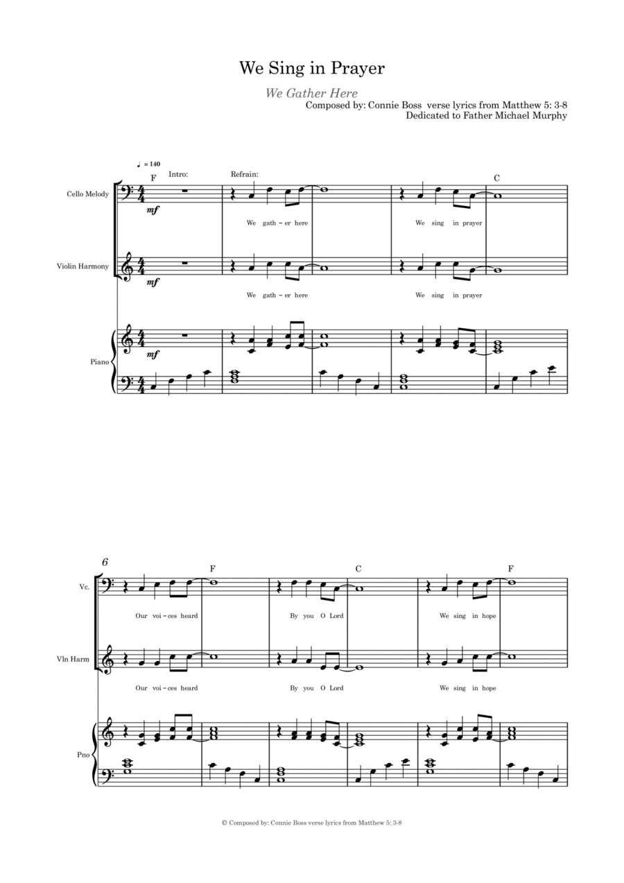 We Sing in Prayer - Strings Duet/Trio and Piano
