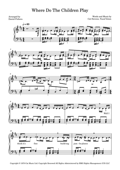 Where Do The Children Play (arr. Daniel Fichera)