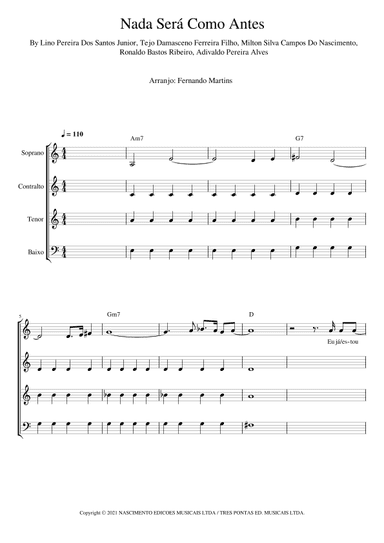 Nada Sera Como Antes (nada Sera Como Antes) (arr. Fernando Martins)