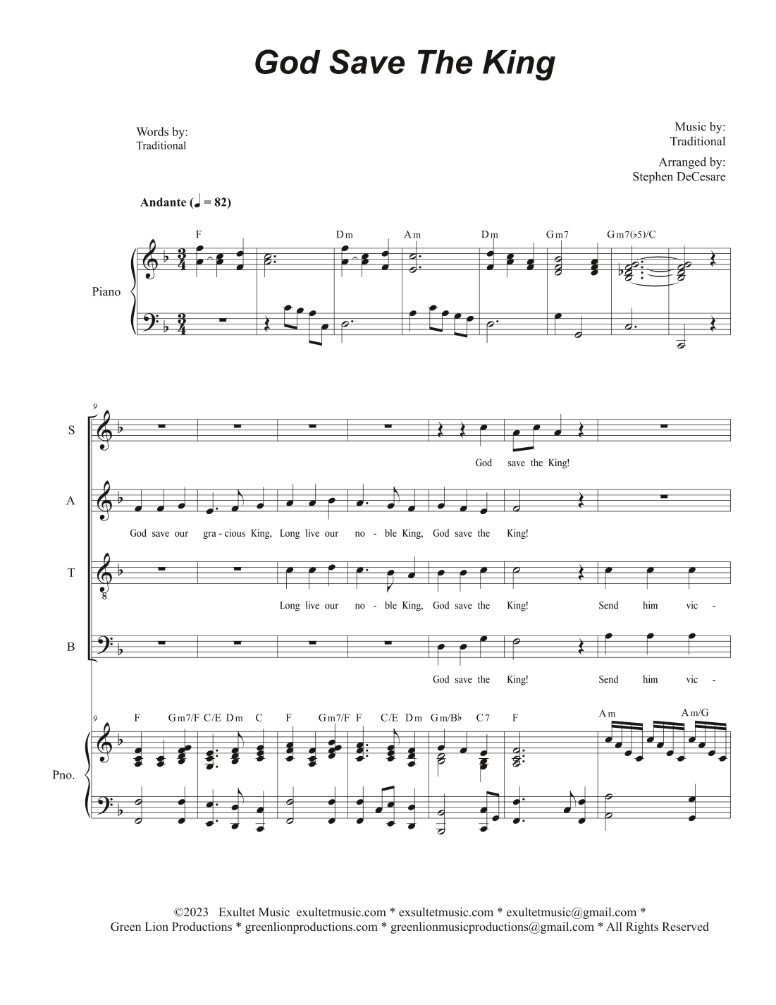 God Save The King (SATB) (arr. Stephen DeCesare)